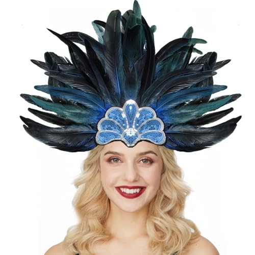 Gionforsy Feather Headpiece Carnival Showgirl Headdress for Women