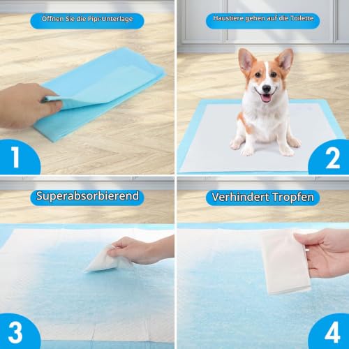 YSWOVUO 100 Stück Trainingspads für Hunde und Welpen, 33 x 45cm Welpen Unterlagen, Inkontinenzunterlage Einweg für Hunde, Welpenunterlagen Auslaufsicheres 5-lagiges Design, Urin Unterlage Hund