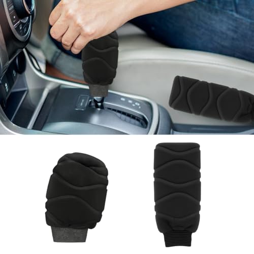 DEAELF 2PCS Fluffy Car Gear Shift Knob Cover & Handbrake Cover, Soft Warm Car Hand...
