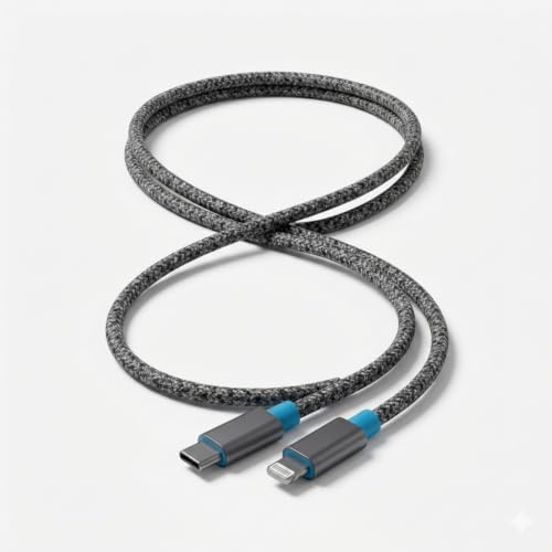 Cable USB-C a Lightning de nailon trenzado y 1 metro para carga de iPhone