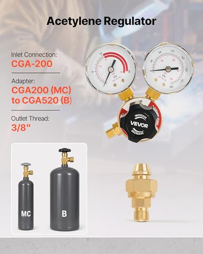 Image of VEVOR Air Acetylene Torch Kit, Acetylene Gas Welding Tool with 11.8FT Rubber Hose, 4 Welding Tips & CGA200 Regulator, Swirl Frame Gas Brazing Torch Kit for Home DIY and Industrial Metalworking