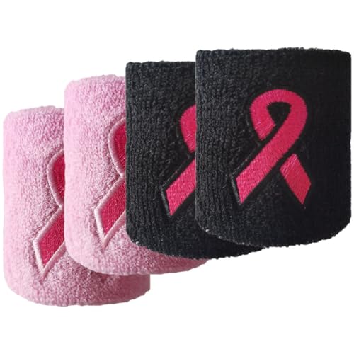 4pcs Pink Ribbon Sweat-absorbing Wrist Support