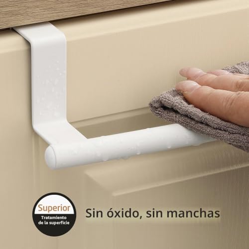 Miniatura 9 de Kes Toallero Para Puertas De Armario, Resistente A Los Arañazos Y Estable, Diseño Curvo, Toallero De Cocina De Metal Para Cajones Y Armarios, Toallero Para Puerta, Blanco, Pack De 2, Kth500s26-Wh-P2