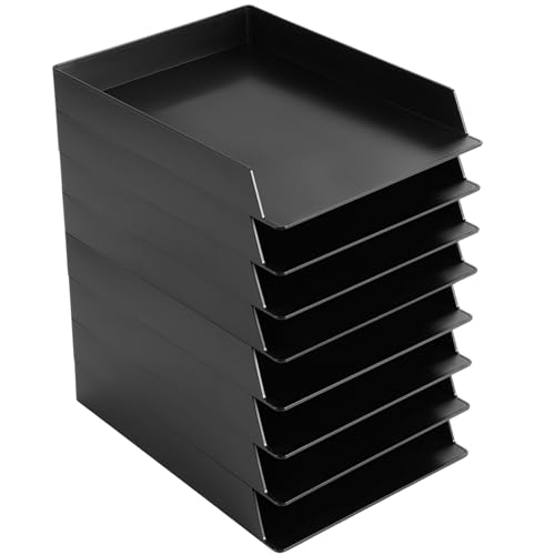 Wenqik 20 Pcs Stackable Paper Letter Trays Plastic Desk Organizer, Black