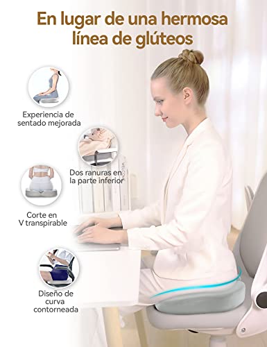 Miniatura 2 de Travel Ease Cojín De Asiento Ergonómico, Almohadilla De Espuma Viscoelástica De Primera Calidad Para Comodidad Prolongada, Almohada De Cadera Para Silla De Oficina, Asiento De Coche Gris