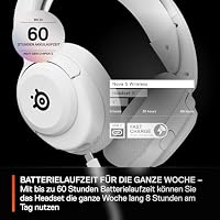 SteelSeries Arctis Nova 5 Wireless - Gaming Headset- Multi-System -PC,PS5 - Magnetische Neodym-Treiber -Über 100 Audio Presets - 60H Akkulaufzeit - 2,4 GHz oder BT-ClearCast Gen2.X-Mik -Weiß – Ansicht 5