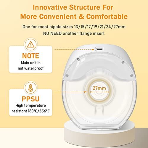 Missaa Wearable Breast Pump, High Efficient Hands Free Pumps With 3 Modes & 8 Levels Of Longest Battery Led Display, Double Portable Electric Breast Pump Fits For Most Size (13-27Mm), White #TOP3