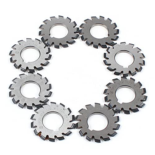 Dyrabrest 8 Pcs/Set Involute Gear Cutter Dp8 Dp10 Dp16 Dp20 Dp22 Pa14-1/2 Hss 8H Set For Milling Machine High Speed Steel Disk-Shaped 14.5° (Dp12) #TOP2