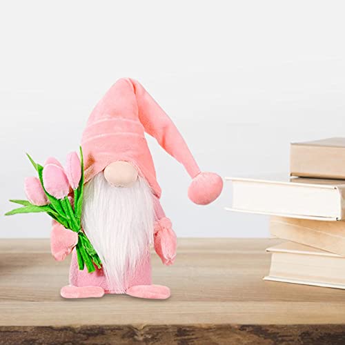 Tulip Flower Gnome Plush Decor - Spring Mother's Day Bunny Gnome Decor,Plush Doll Flowers Gnome Dec