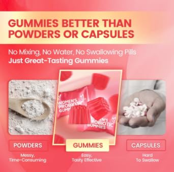 Women's Probiotic Gummies, Vaginal Probiotics, Balance Gummies, Vitamin C for Menstrual Pain Relief