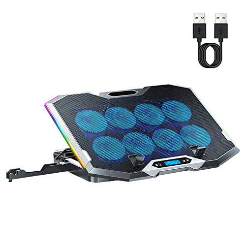 Gaming Laptop Cooling Pad RGB Ultra Thin Radiator 8 Quiet Fan Adjustable Notebook Cooler Stand Laptop 12-18 Inch