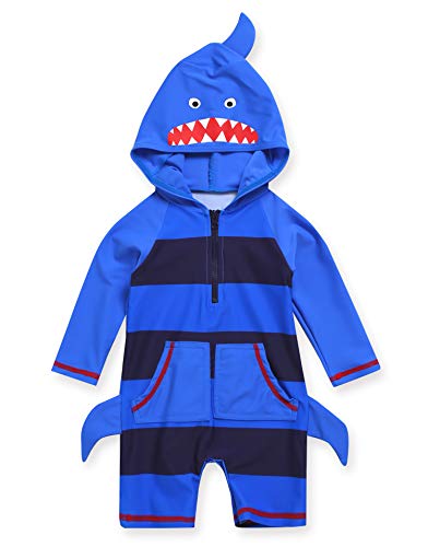 Image of VAENAIT BABY Zip & Snap Rash Guard Swimsuit, UPF 50+ One-Piece Long Sleeve Swimwear, Quick Dry Infant Beach Suit for 0~2T