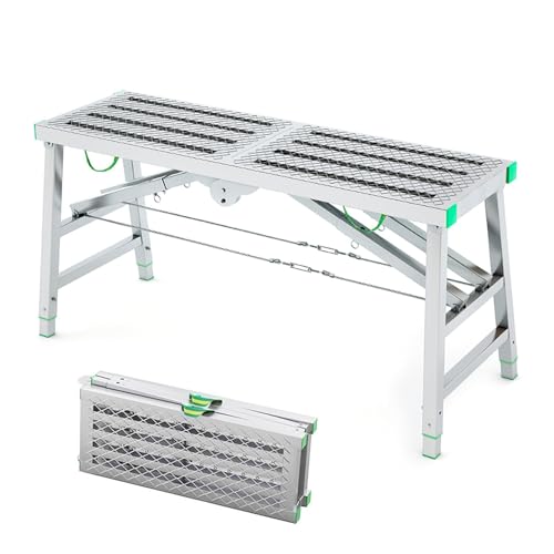 Échafaudage polyvalent pliable et réglable en acier galvanisé avec plateforme de travail