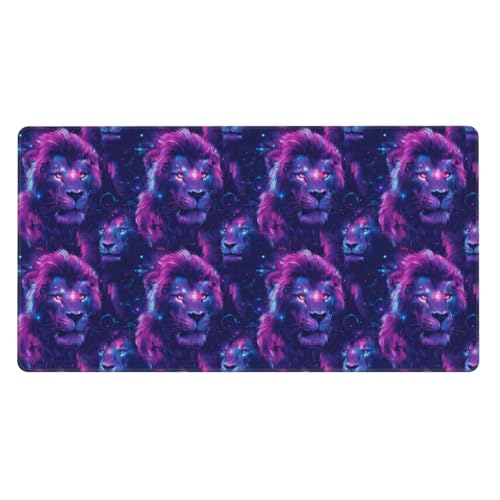 Tapis de souris avec bords cousus et base en caoutchouc antidérapante imprimé cyber lion