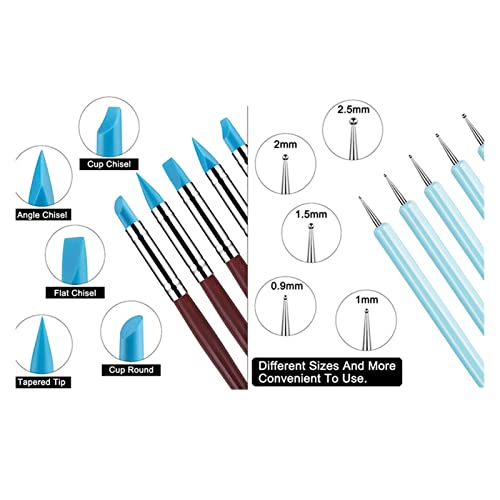 Multifunctioneel Nagelkunst aardewerk embossing klei gereedschap for aardewerk ambachtelijke kunst siliconen borstels Diy Aardewerk klei tool voor kleiaardewerk, doe-het-zelf (Color : Dark Khaki) - Image 7