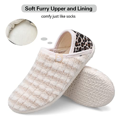 Image of Spesoul Fuzzy House Slippers for Women Men Indoor Closed Back Lightweight Cozy Faux Furry Lining Barefoot House Shoes Slipper Socks for Bedroom Home Office Yoga Outdoor Walking Shoes