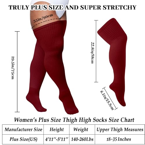Image of Plus Size Thigh High Socks for Women Thick Thighs Cotton Knit Extra Long Over the Knee Leg Warmer