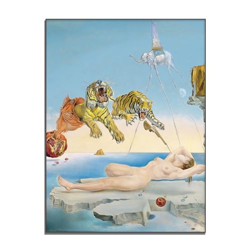 Salvador Dali Paintings - Dream Caused By The Flight of A Bee Around A Pomegranate A Second Before Awakening Print -Surrealism Canvas Poste -Bedroom Hallway Study Home Decor Unframed(12x16in/30x40cm)