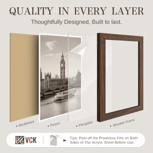 Image of VCK 24x36 Poster Frames Brown - Wide Border Wood Picture Frame, Multi-Directional Display Family Photos, Office Prints, Studio /Gallery Art, Woodgrain Series, Wall Hanging, Set of 6