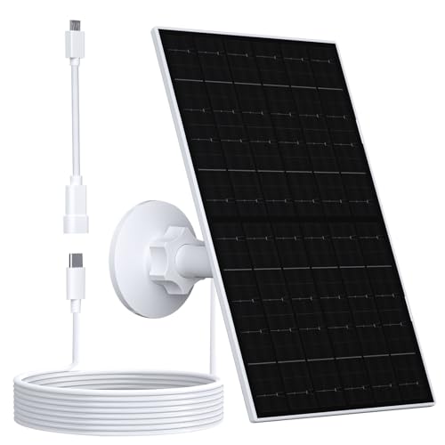 VUEBEE 7W Solar Panel for Security Camera, Solar Panel Charger Compatible with Eufycam 2C/2C Pro/2/2 Pro/E20/E40/E, USB Solar Panel with USB-C Port, with Micro USB Connector & Rubber Plug