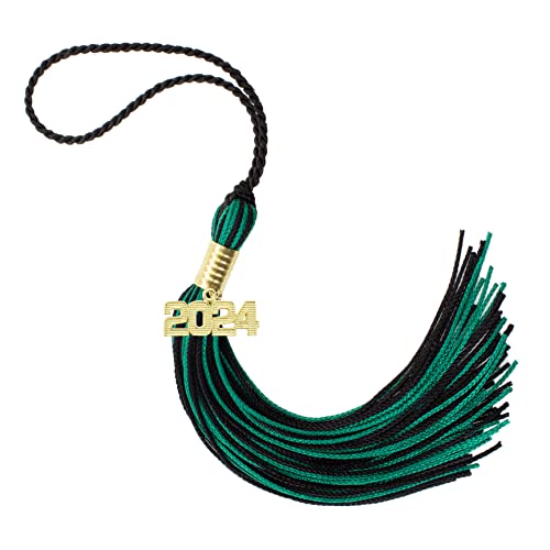Tassel Depot 2024 Black/Dark Green Graduation Tassel - Every School Color Available - Made in USA