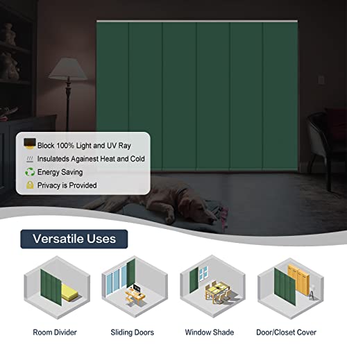 Blackout Cordless Sliding Panel Track Blind, 4-Rail Or 6-Rail Track Vertical Blinds For Sliding Window And Patio Door, Woven Fabric Curtain, White #TOP4