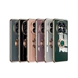 ILING Etui do Xiaomi Redmi Note 14 Pro+ Plus 5G z podpórką 360 stopni, luksusowy galwanizowany złoty brzeg, miękki silikon TPU, odporne na wstrząsy, ultracienkie, damskie etui (fioletowe)