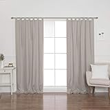 Best Home Fashion Faux Linen Blackout Curtains - Tap Top - Natural - 52' W x 84' L - Set of 2