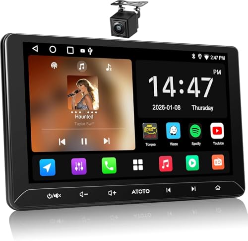 ATOTO A5L 10-Inch Android Double DIN Car Stereo With Wireless CarPlay and Backup Camera