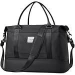 BAGAIL Travel Duffel Bag - Weekender, Overnight Gym Carry On Tote with Wet Pocket, Hospital Mom Bag for Labor and Delivery - Extra Large, Black