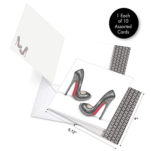 The Best Card Company - 10 Blank Note Cards For Women (4 X 5.12 Inch) - Assorted Fashion Greeting Cards For All Occasions - Gotta Lotta Sole Mq5042Ocb-B1X10 #TOP6