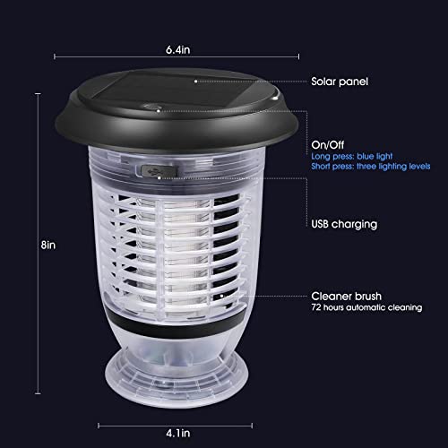 Aimoxa Self-Cleaning Solar Bug Zapper, Light-Controlled Induction Mosquito Zapper Outdoor, Rechargeable Solar Camping Lantern, Waterproof Insect Fly Traps For Patio, 1 Acre Coverage #TOP2