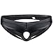 Produktbild TiaoBug Herren Wetlook Unterwäsche Unterhose Low Rise Ouvert Slip String Offener Hintern Penisloch Kunstleder Mini Hose Pants Offen Erotik sexy Jockstrap Schwarz L