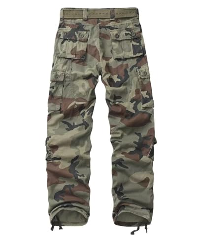 TRGPSG Men's Wild Cargo Pants, Camo Pants Cotton Casual Work Hiking Pants with 8 Pockets