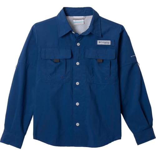 Columbia Youth Boys Bahama II Long Sleeve Shirt, Carbon, Large