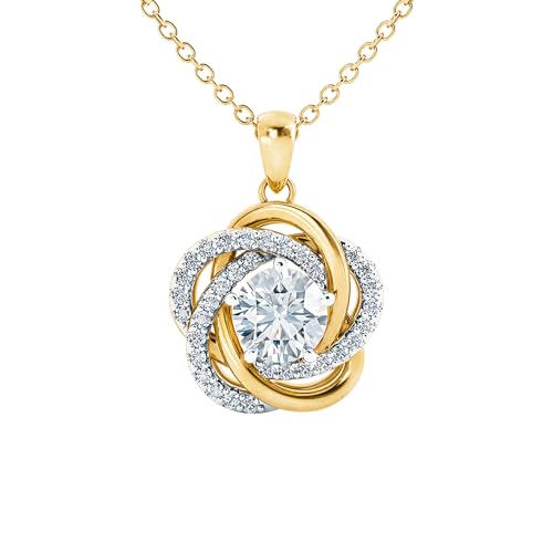 Perfectly Paired Love Knot Necklace w/ Love Knot Earrings, Matching Necklace & Earrings Set, 14k Gold Plated Necklace for Women, Luxurious Pendant w/ Over 85 Diamonisse Stones #4922-00983
