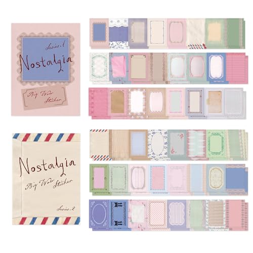 Monolike Big Wow Sticker Nostalgia Series.1 + Series.2 Set - Big Size Cute Stickers, Square Stickers