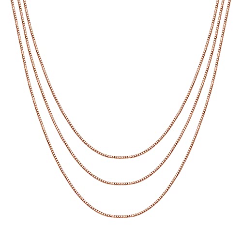 14K Gold Plated Layered Necklace Set Dainty Snake, Curb & Paperclip Chains for Women