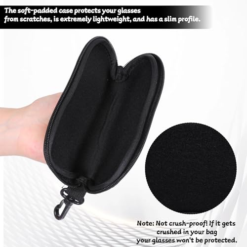 SynHHergyx Soft Eyeglasses Case 2 Packs Travel Glasses Case Ultra Light Neoprene Eyeglass Pouch Soft Sunglasses Bag with Clip for Men Women