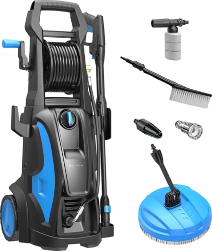 Lugia Pressure Plus Hogedrukreiniger 185 Bar – 2200W – 550 L/u – Inclusief Terrasreiniger, Roterende Borstel & Turbo Spuitmond – Hogedrukspuit voor Auto, Terras, Oprit & Tuin