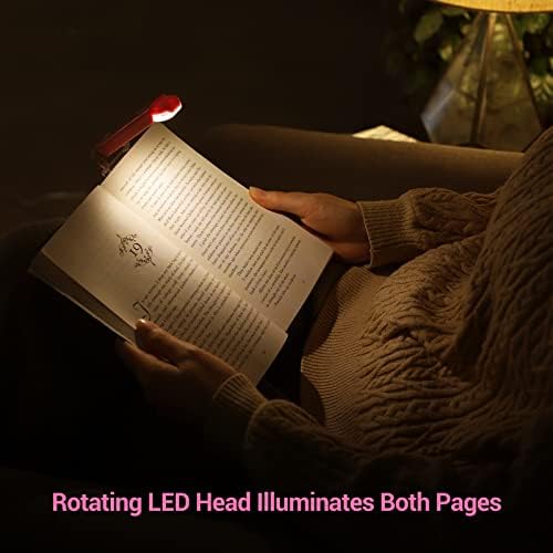 DEWENWILS Reading Light, Warm White, Book Light Clip On Book, 2 Brightness Adjustable for Eye Protection, LED Reading Light with USB Rechargeable, Perfect Christmas Gifts for Bookworms, Kids, Pink
