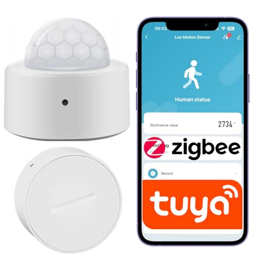 Sone Smart One Zigbee Bewegungsmelder 3.0 Mini Motion Sensor 33x27mm mit Luxsensor 120 Erfassungswinkel batteriebetrieben kompatibel mit Tuya Smart Life & Home Assistant (Zigbee2MQTT)
