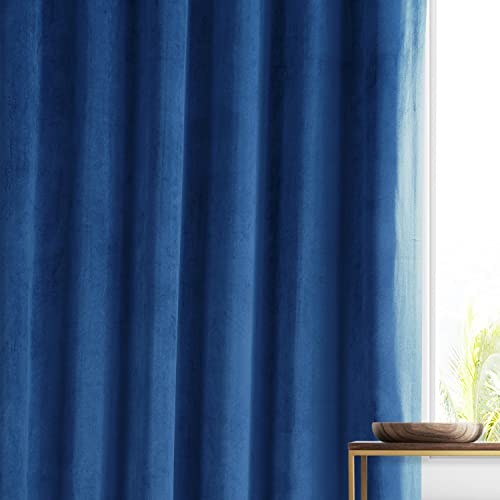 Image of HPD Half Price Drapes Signature Plush Velvet Blackout Curtains for Bedroom (1 Panel), 50W X 84L Hotel Black Out Curtains for Living Room, Thermal Insulated Blackout Curtains, Babylonian Blue