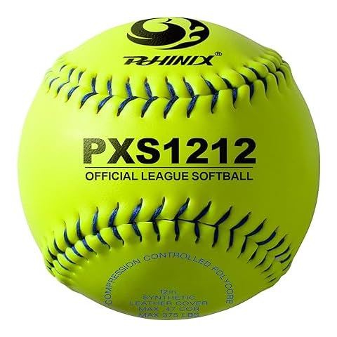 PHINIX 12 inch Practice Softball Official Size and Weight Professional Quality (One Dozen PXS1212) Cover