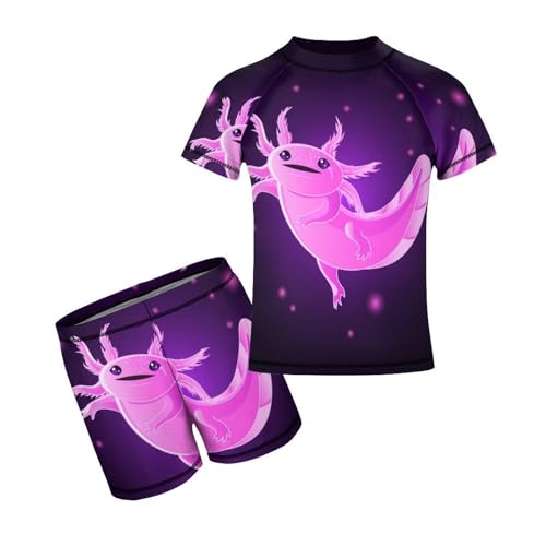 Cute Kawaii Pink AxolotlChildren's Swimsuits Boys Two Piece Suit8-10Y（130cm）