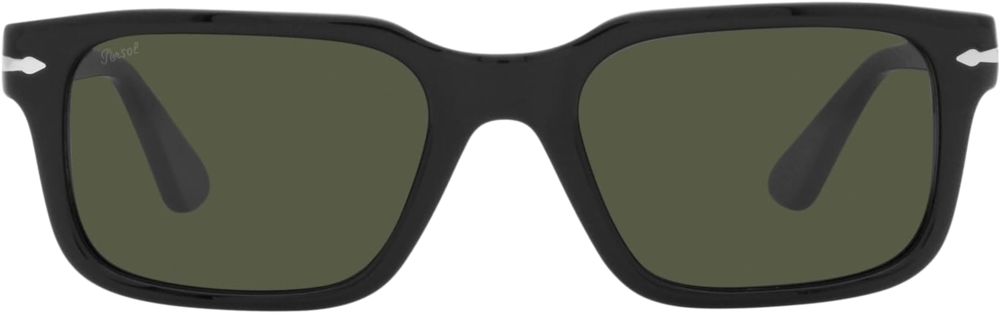 Buy Persol PO3272S Rectangular Sunglasses, Black/Green, 53 mm at