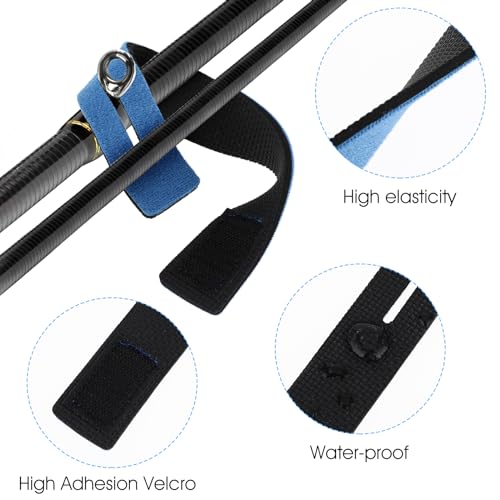 Jeffdad 12 Pcs Fishing Rod Straps, Fishing Rod Ties, Fishing Belt Fishing Rod Holder Strap, Elastic Fishing Tackle Ties Casting Rod Bands - Thumbnail 4