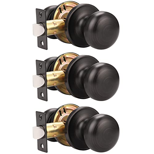 Gobekor 3 Pack Passage Door Knobs Interior Oil Rubbed Bronze Door Knobs With Lock Closet Door Knobs Keyless Interior Door Handles #TOP6