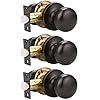 GOBEKOR 3 Pack Passage Door Knobs Interior Oil Rubbed Bronze Door Knobs with Lock Closet Door Knobs Keyless Interior Door Handles