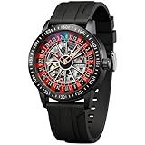 DAXIAOYU Roulette Wheel Automatic Watches for Men Rotating Dial Design Hollow Out Waterproof Mens Unique Style Mechanical Watch (Black)